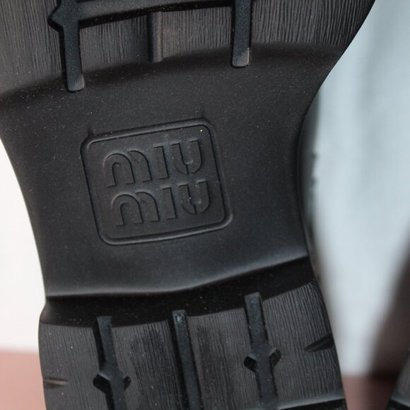 NWB MIU MIU Flame Platform Loafers Black Leather Slip Ons 40 - Picture 9 of 9